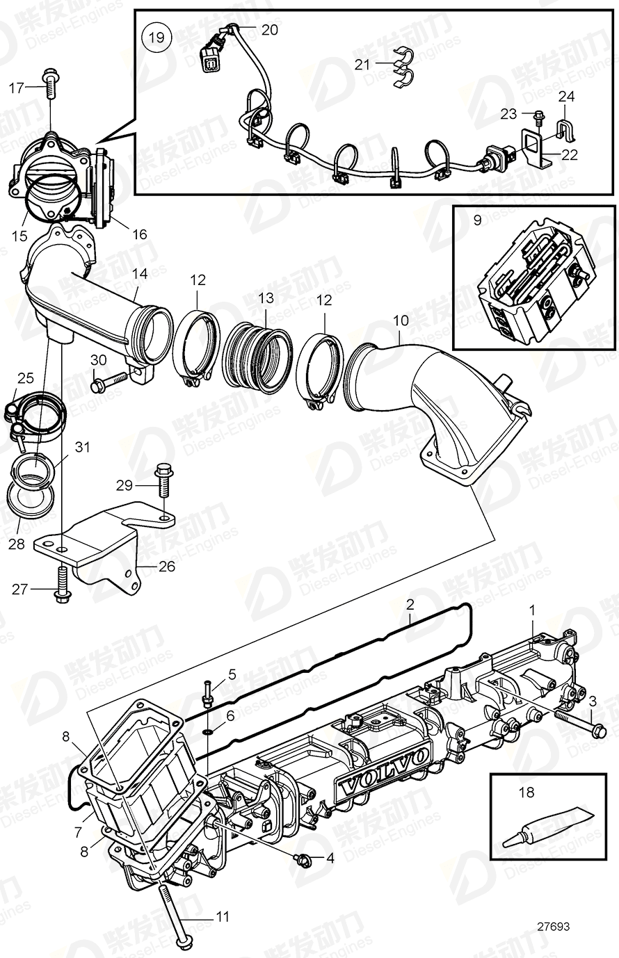 VOLVO Cable harness 22179192 Drawing